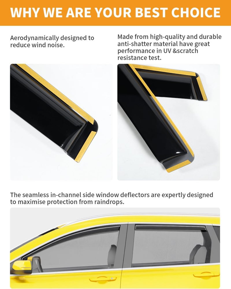 Deejecsun in-Channel Window Rain Guards Fit for Honda CR-V2017-2022 Rain Guards Extra Durable CRV Window Deflectors Visors Vent Visors Vent Shades Car Accessories -4 pcs - Image 5